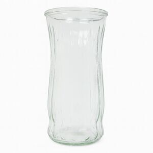 Tall Decorative Textured Clear Glass Vase Flared Rim 9.75" x 4.75" Ribbed Wavy